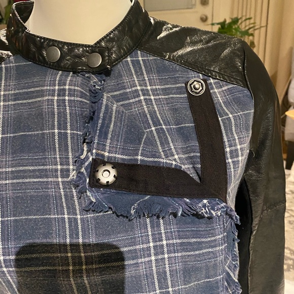 Free People / plaid vegan leather jacket - Picture 4 of 5